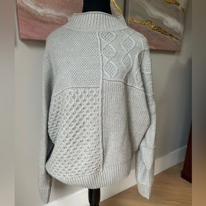 Suzy Shier Grey Mock Neck Sweater